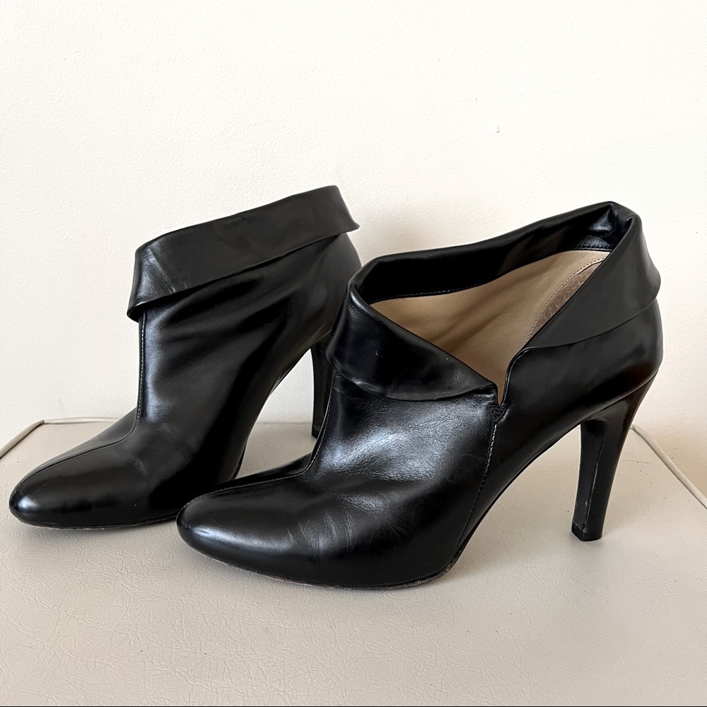 Michael Kors Foldover Leather Ankle Bootie Heels